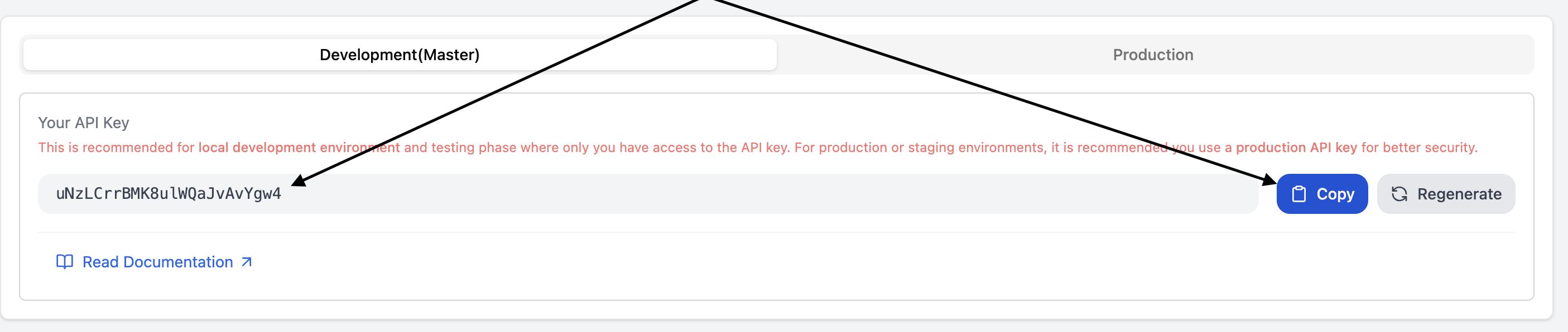 API Key Screenshot